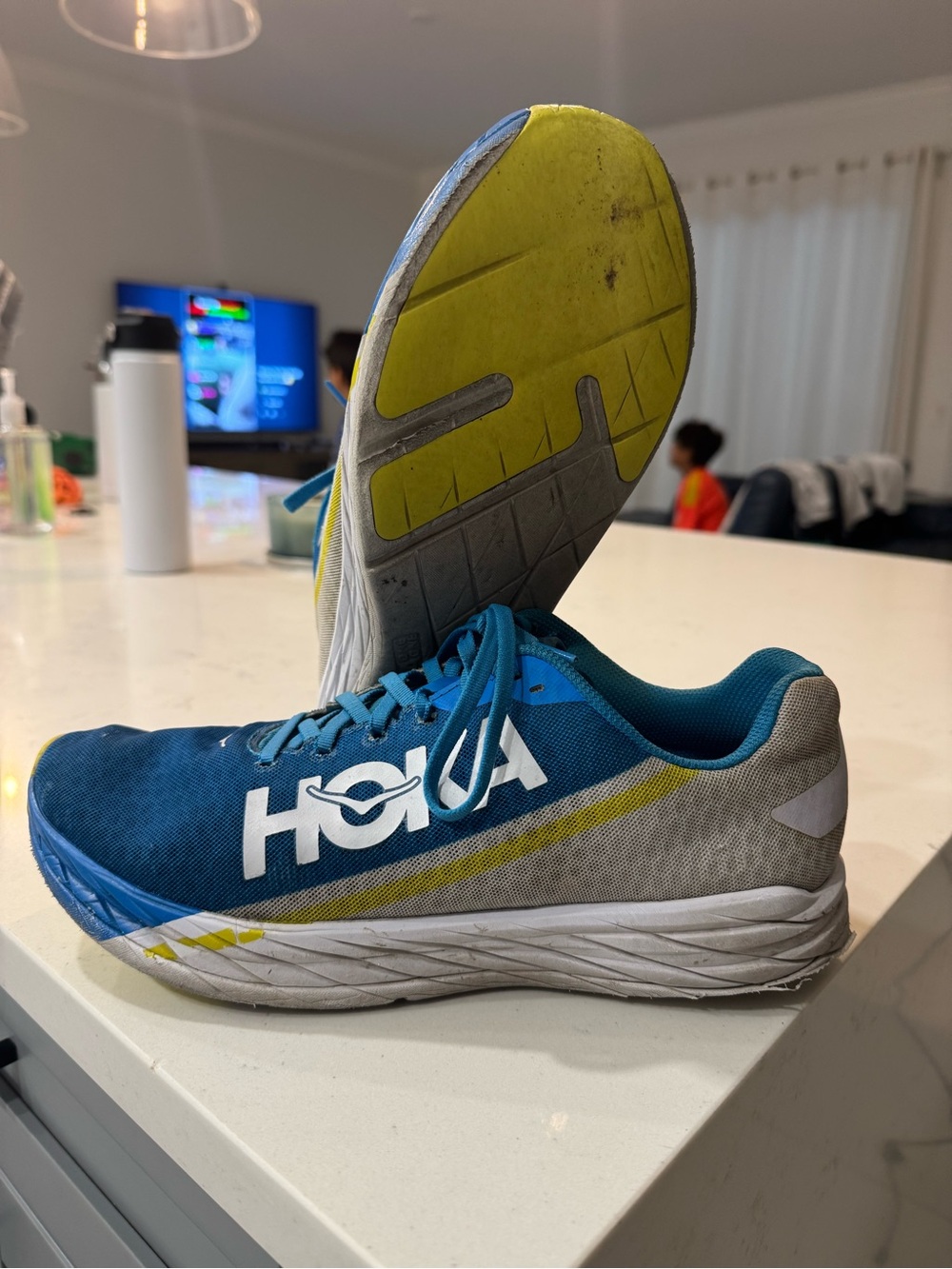 Hoka Men's Running Shoes Sneakers - Blue, Gray and Yellow - Size 10.5